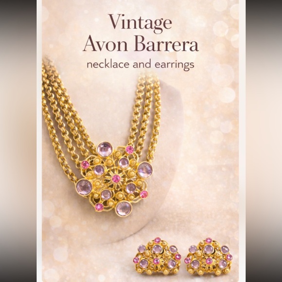 Barrera for Avon Gem Earrings + Necklace Set - Picture 1 of 12